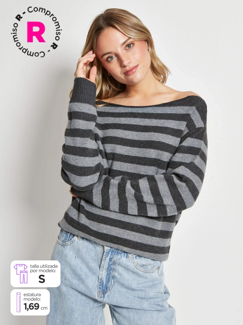 SWEATER MUJER INDEX MANGA LARGA ASIMÉTRICO - 1