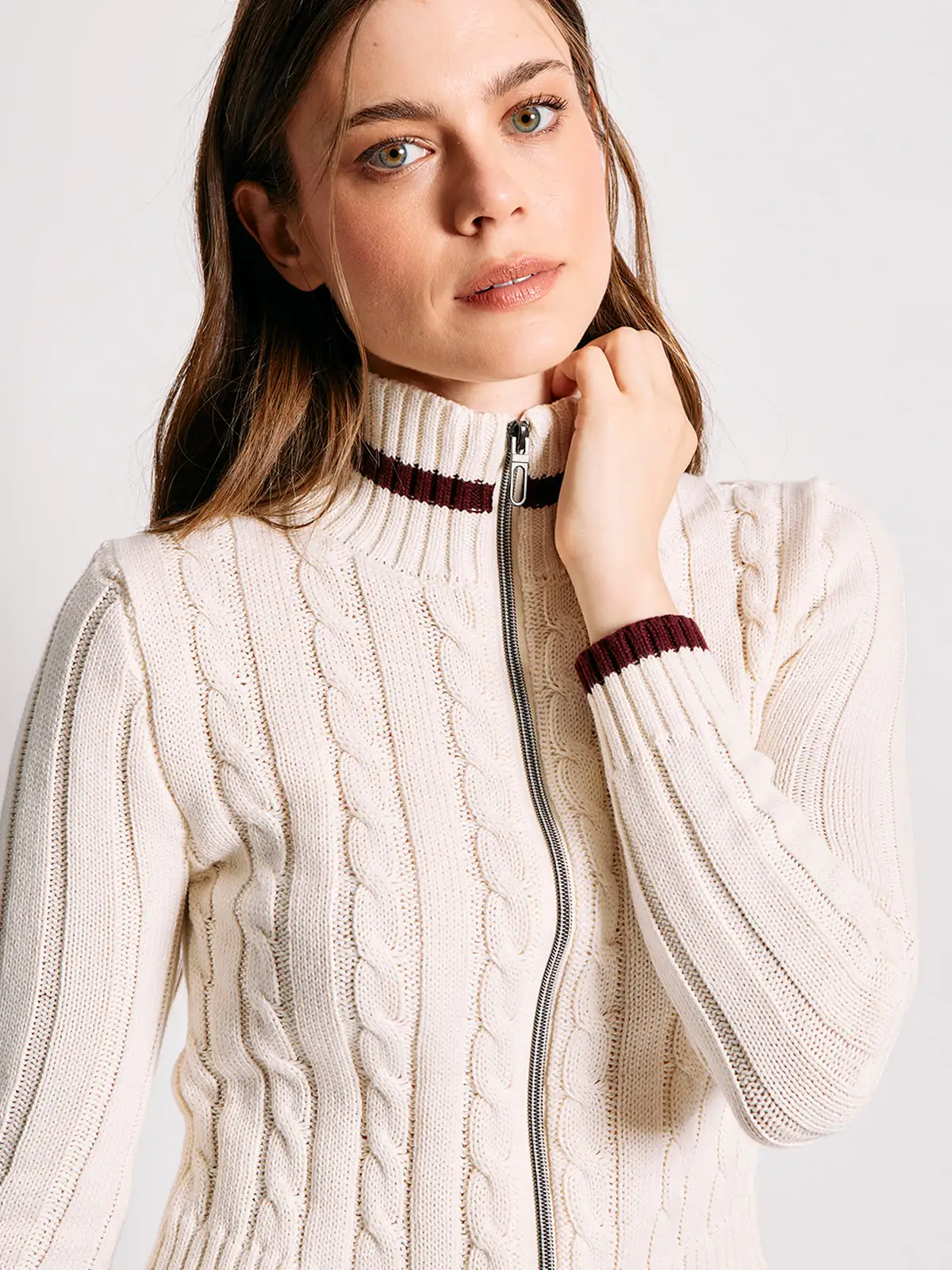 SWEATER MUJER INDEX ALGODÓN MANGA LARGA TRENZADO - 3