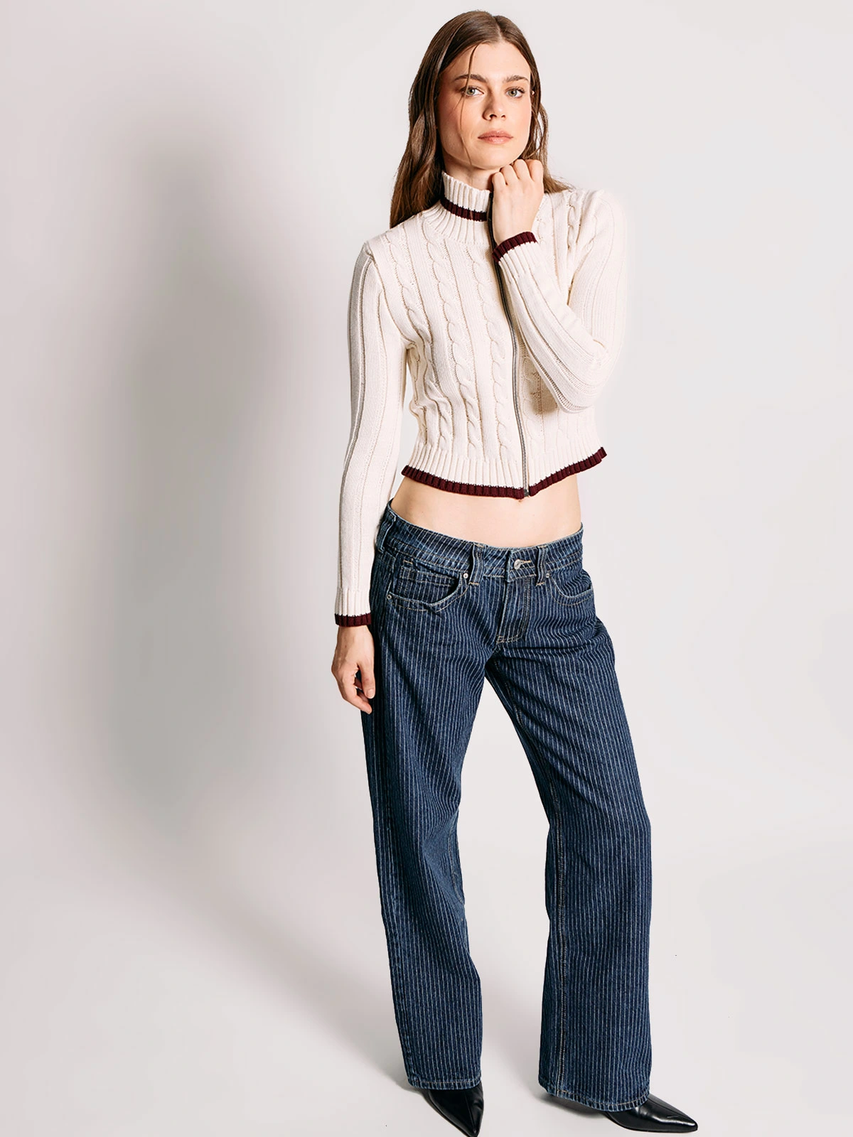 SWEATER MUJER INDEX ALGODÓN MANGA LARGA TRENZADO - 4