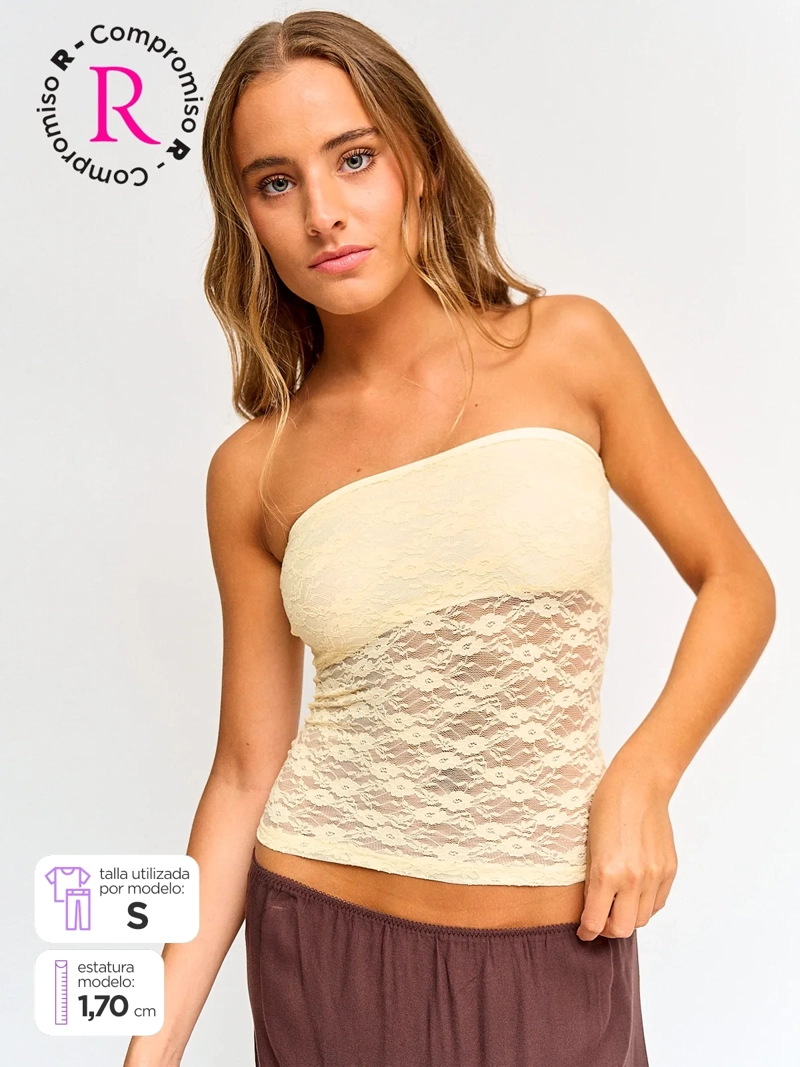 POLERA MUJER INDEX SIN MANGAS ENCAJE - 1