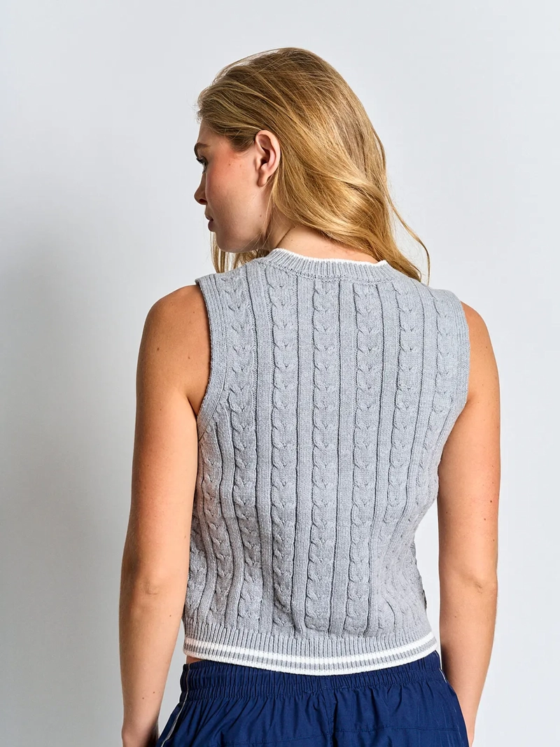 CARDIGAN MUJER INDEX ALGODÓN SIN MANGAS TRENZADO - 2
