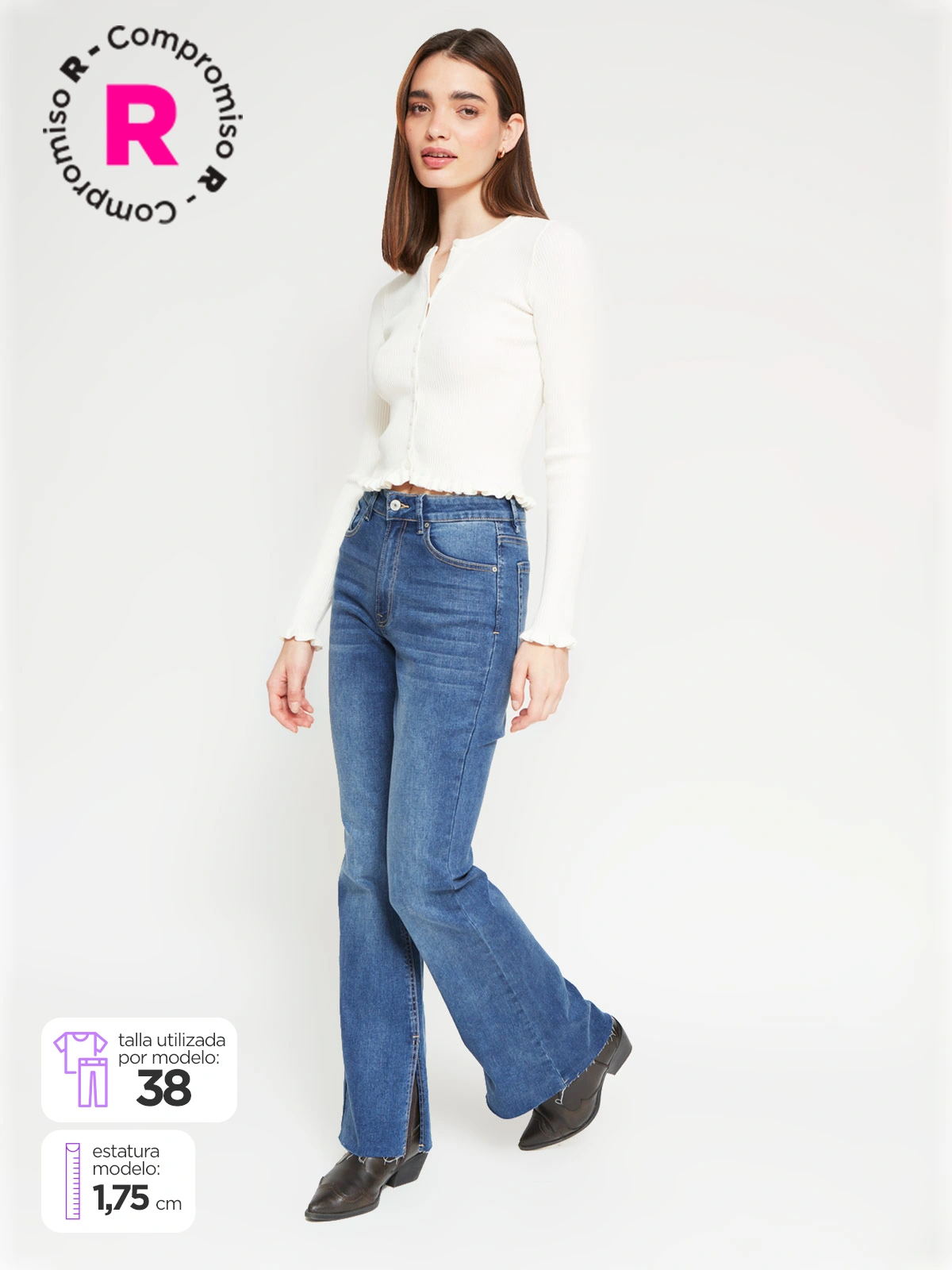 JEANS MUJER INDEX ALGODÓN FLARE ABERTURA - 1
