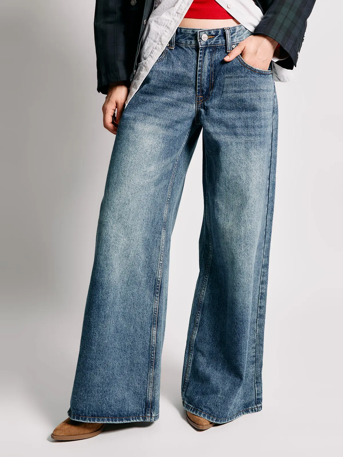 JEANS MUJER INDEX ALGODÓN WIDELEG TIRO BAJO - 4