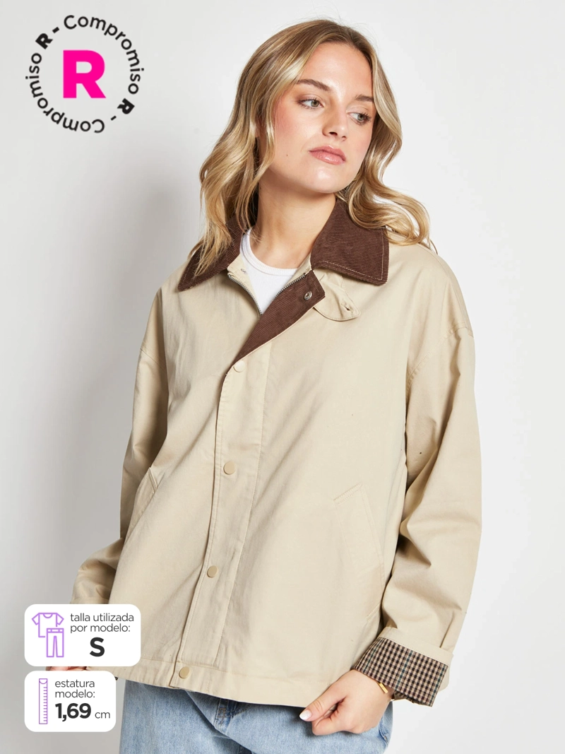 CHAQUETA MUJER INDEX ALGODÓN CUELLO COTELÉ - 1