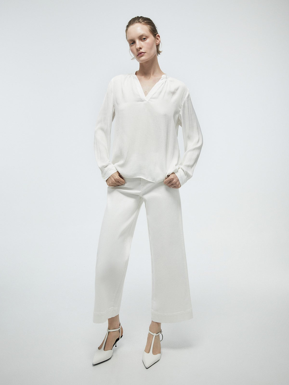 BLUSA MUJER SFERA MANGA LARGA LISA