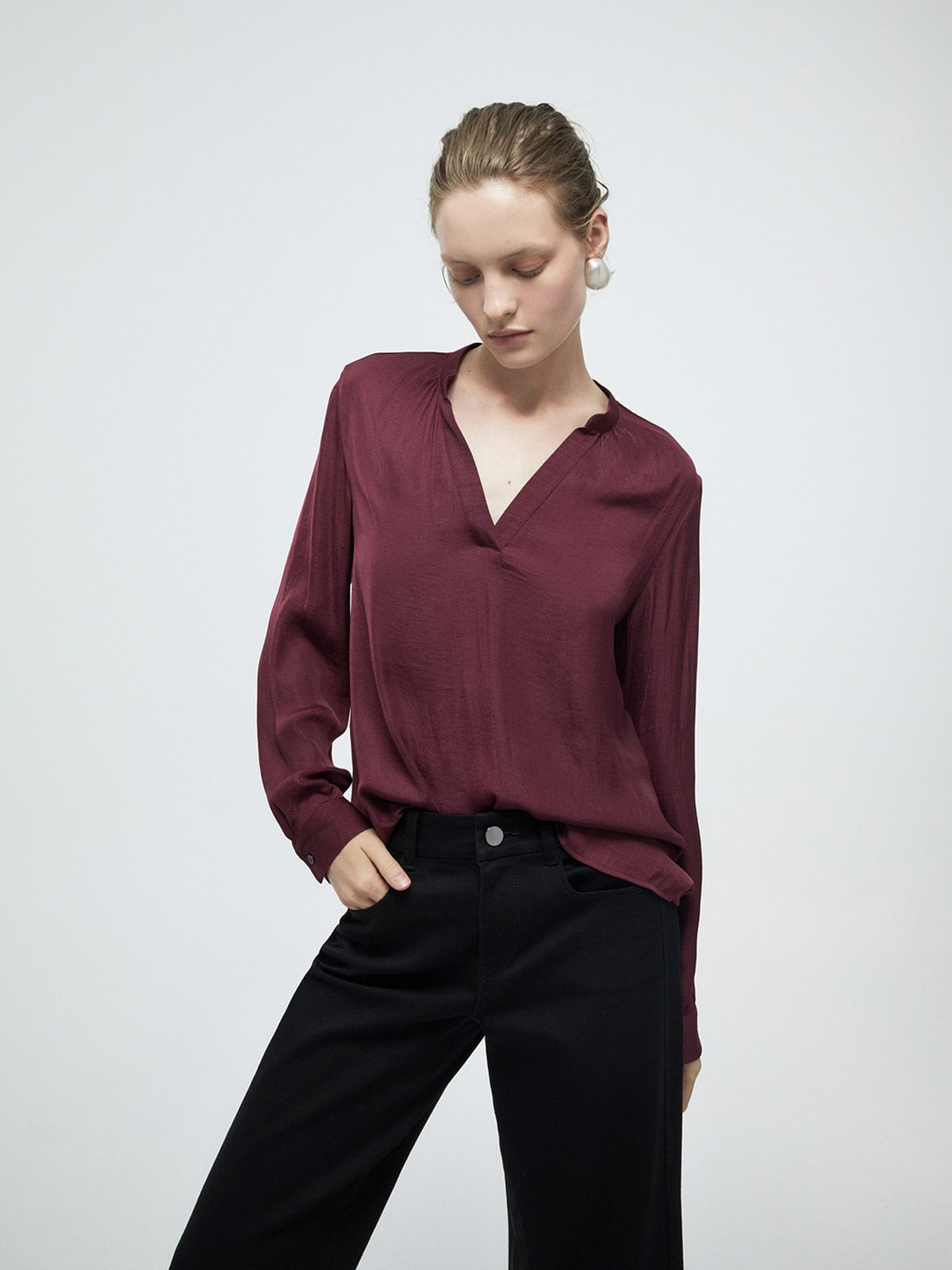 BLUSA MUJER SFERA MANGA LARGA LISA - 2