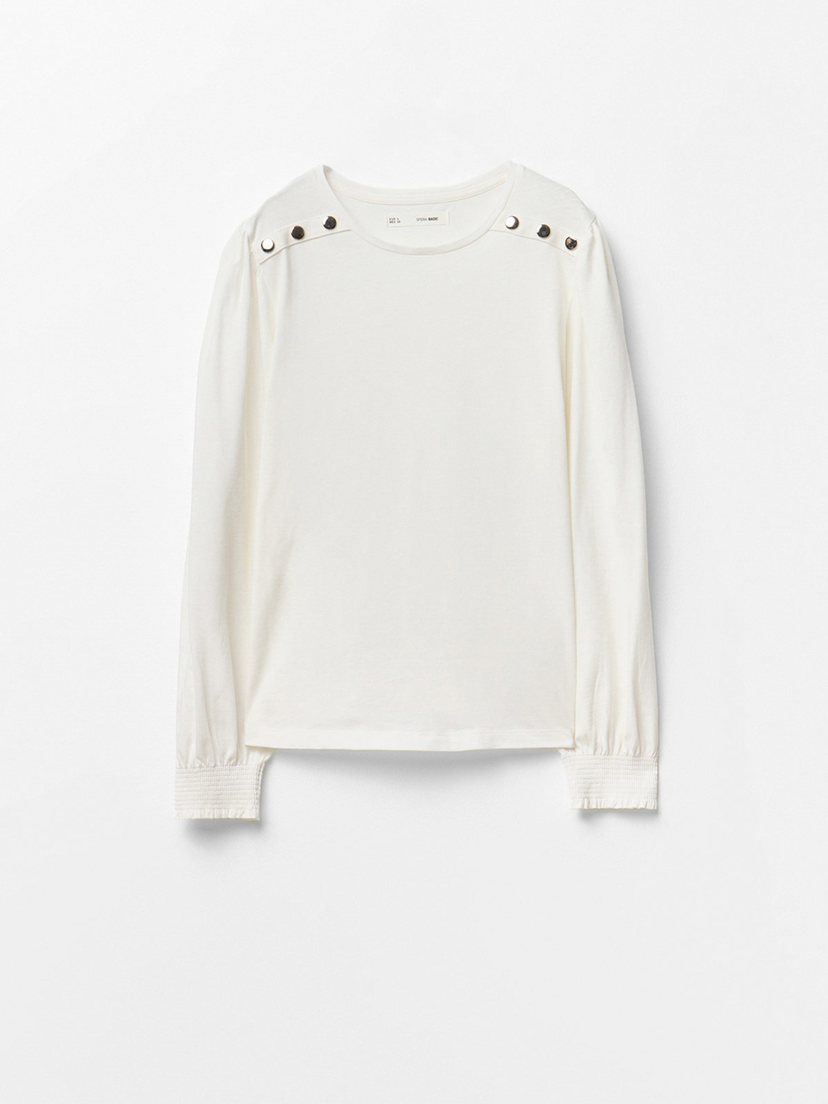 POLERA MUJER SFERA ALGODÓN MANGA LARGA BOTONES - 4