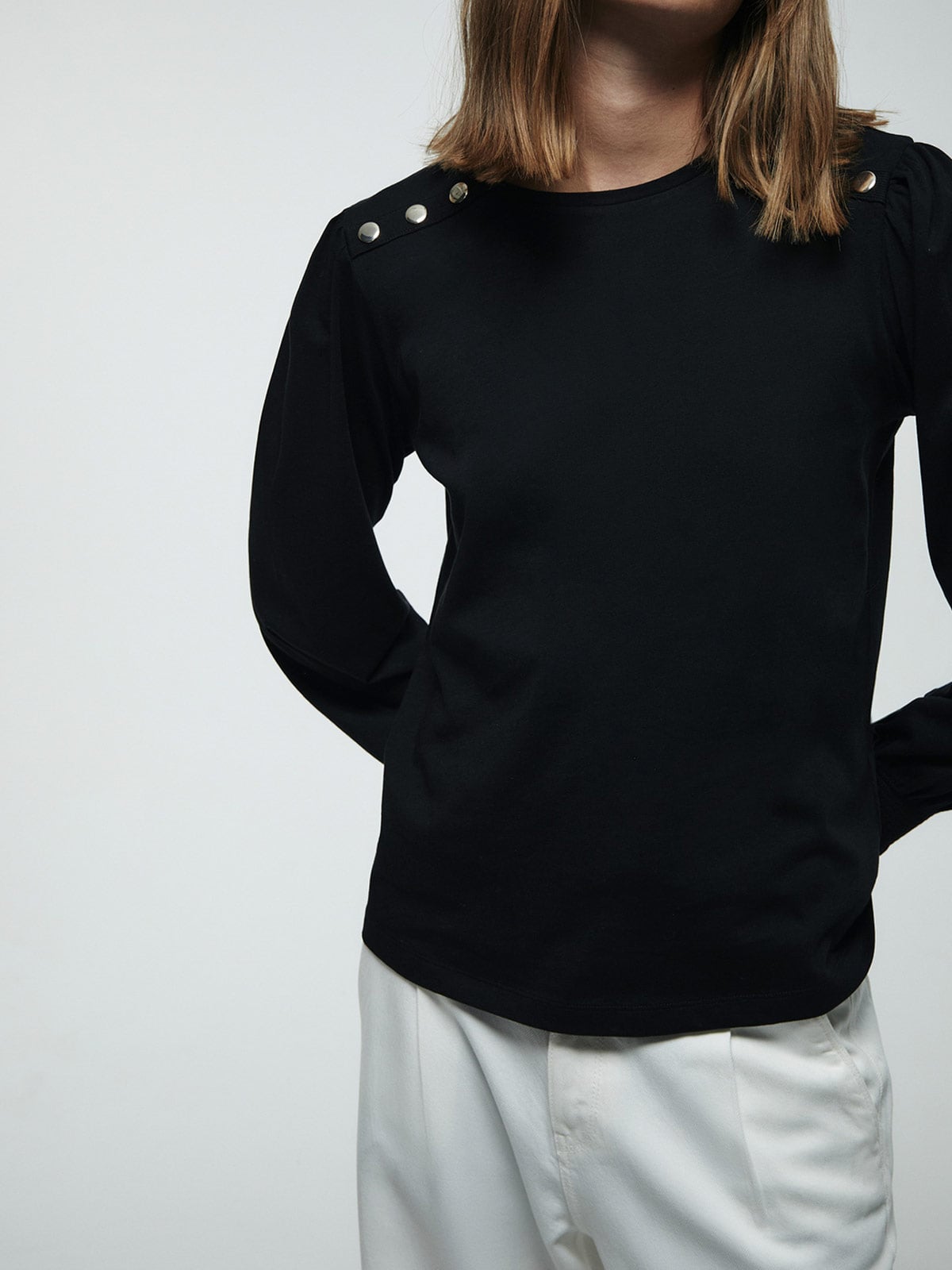 POLERA MUJER SFERA ALGODÓN MANGA LARGA BOTONES - 3