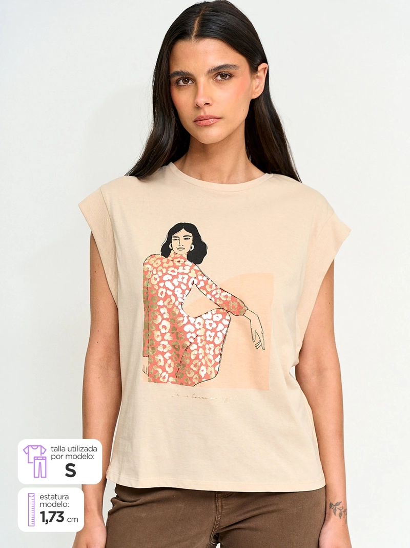 POLERA MUJER SFERA ALGODÓN MANGA CORTA
