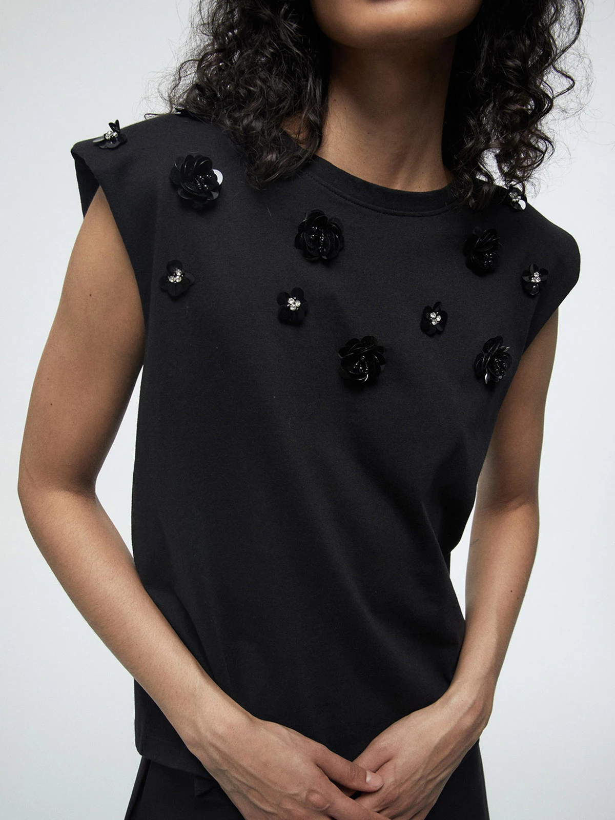 POLERA MUJER SFERA ALGODÓN SIN MANGAS LENTEJUELAS - 3