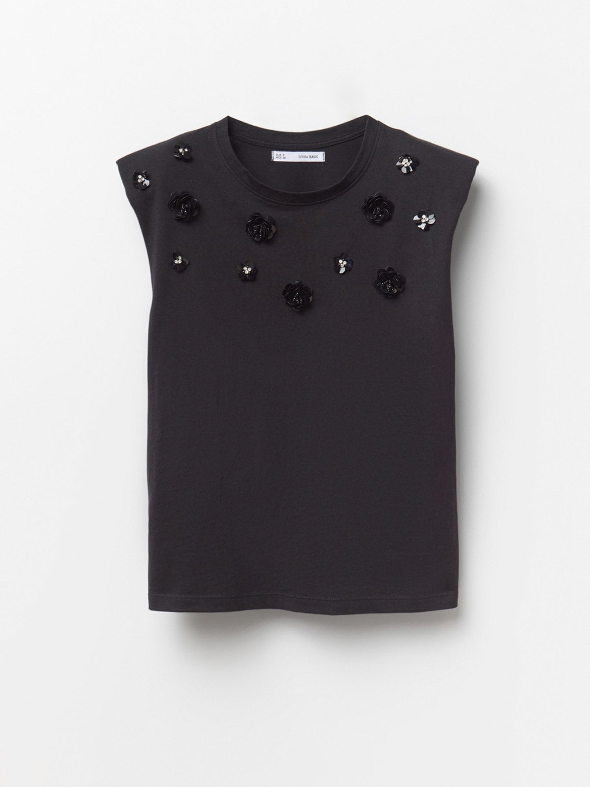 POLERA MUJER SFERA ALGODÓN SIN MANGAS LENTEJUELAS - 4