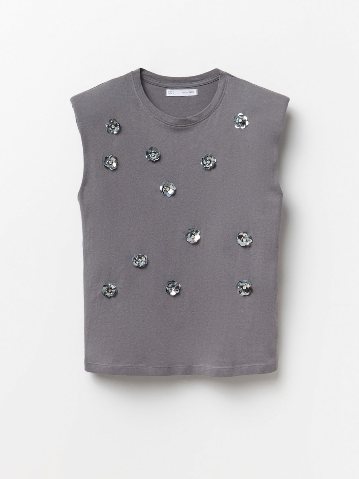 POLERA MUJER SFERA ALGODÓN SIN MANGAS LENTEJUELAS - 4