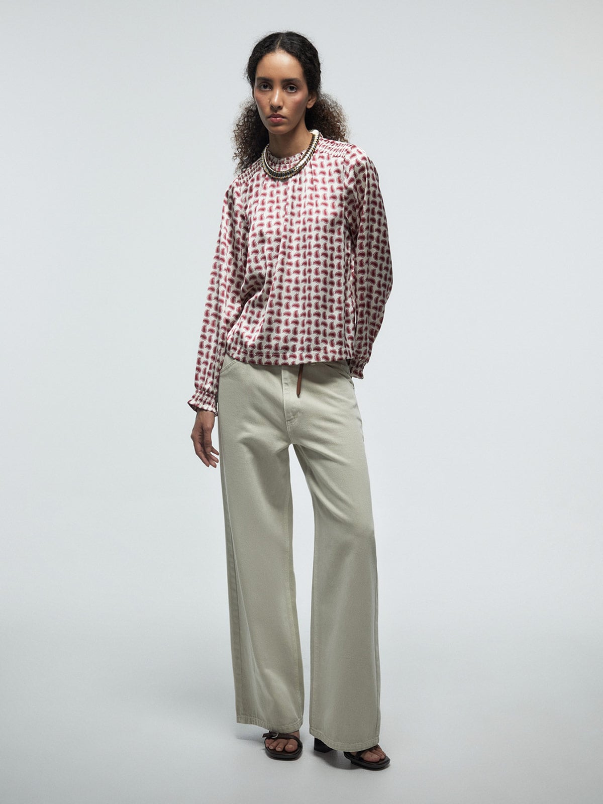 BLUSA MUJER SFERA MANGA LARGA FRUNCIDO - 1