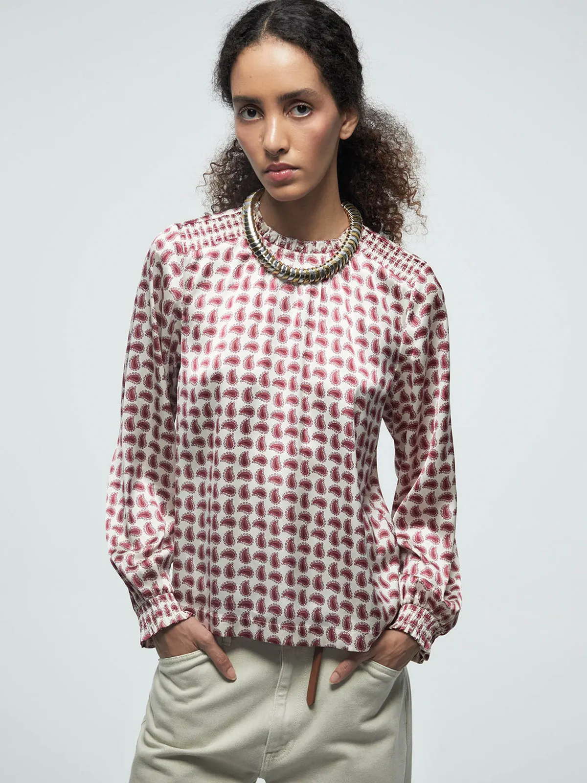 BLUSA MUJER SFERA MANGA LARGA FRUNCIDO - 2