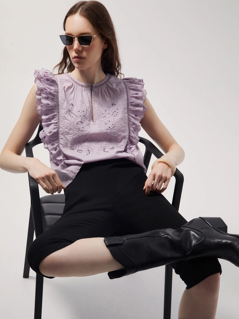 BLUSA MUJER SFERA ALGODÓN SIN MANGAS RUFFLE - 1