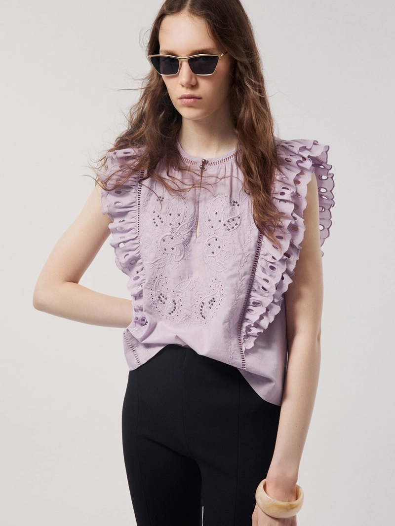 BLUSA MUJER SFERA ALGODÓN SIN MANGAS RUFFLE - 3