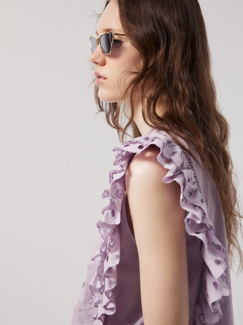 BLUSA MUJER SFERA ALGODÓN SIN MANGAS RUFFLE - 6