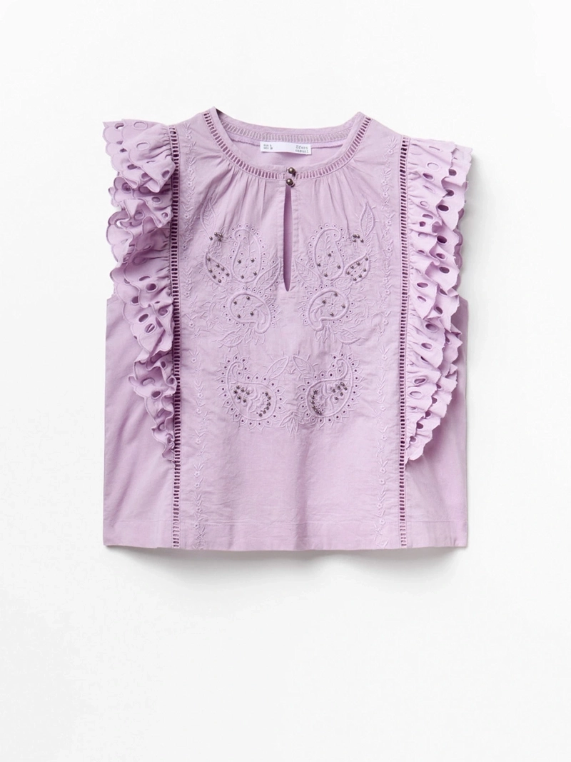 BLUSA MUJER SFERA ALGODÓN SIN MANGAS RUFFLE - 7