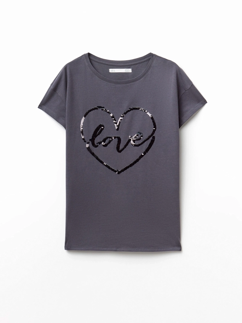 POLERA MUJER SFERA ALGODÓN MANGA CORTA LENTEJUELAS - 3