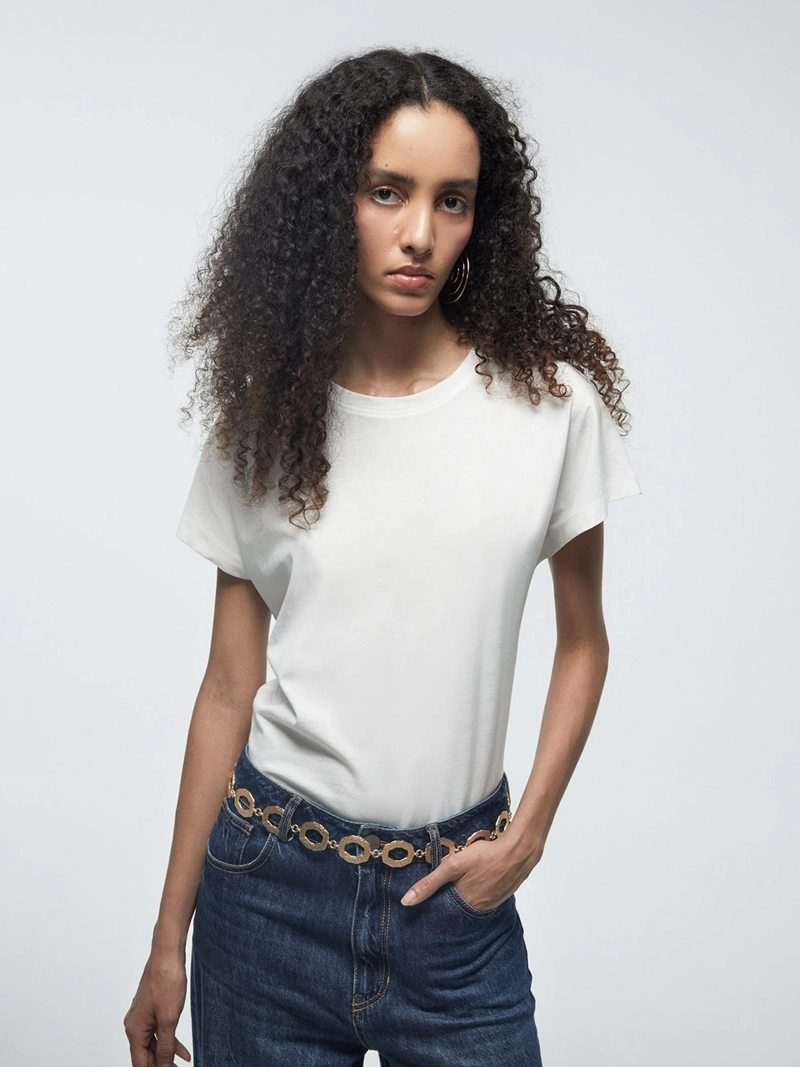 POLERA MUJER SFERA ALGODÓN MANGA CORTA LISA - 1