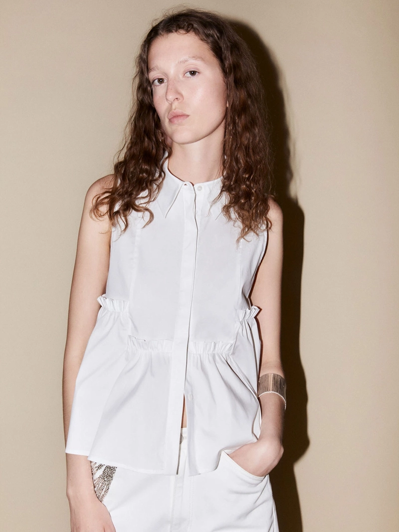 BLUSA MUJER SFERA ALGODÓN SIN MANGAS VOLANTE - 2