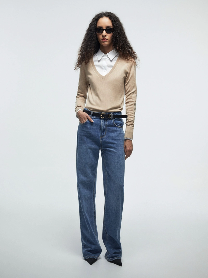 SWEATER MUJER SFERA CUELLO EN V MANGA LARGA - 1