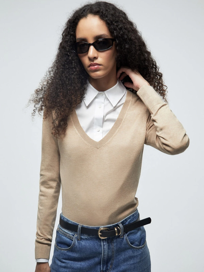 SWEATER MUJER SFERA CUELLO EN V MANGA LARGA - 2