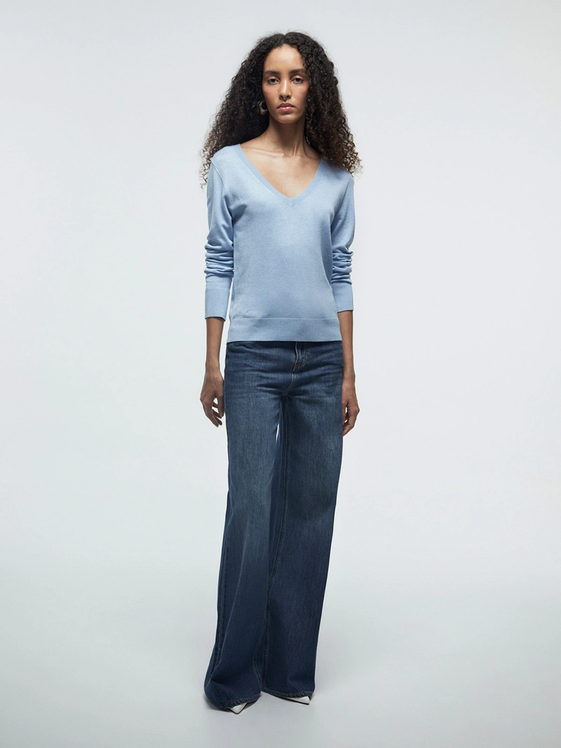 SWEATER MUJER SFERA CUELLO EN V MANGA LARGA - 1