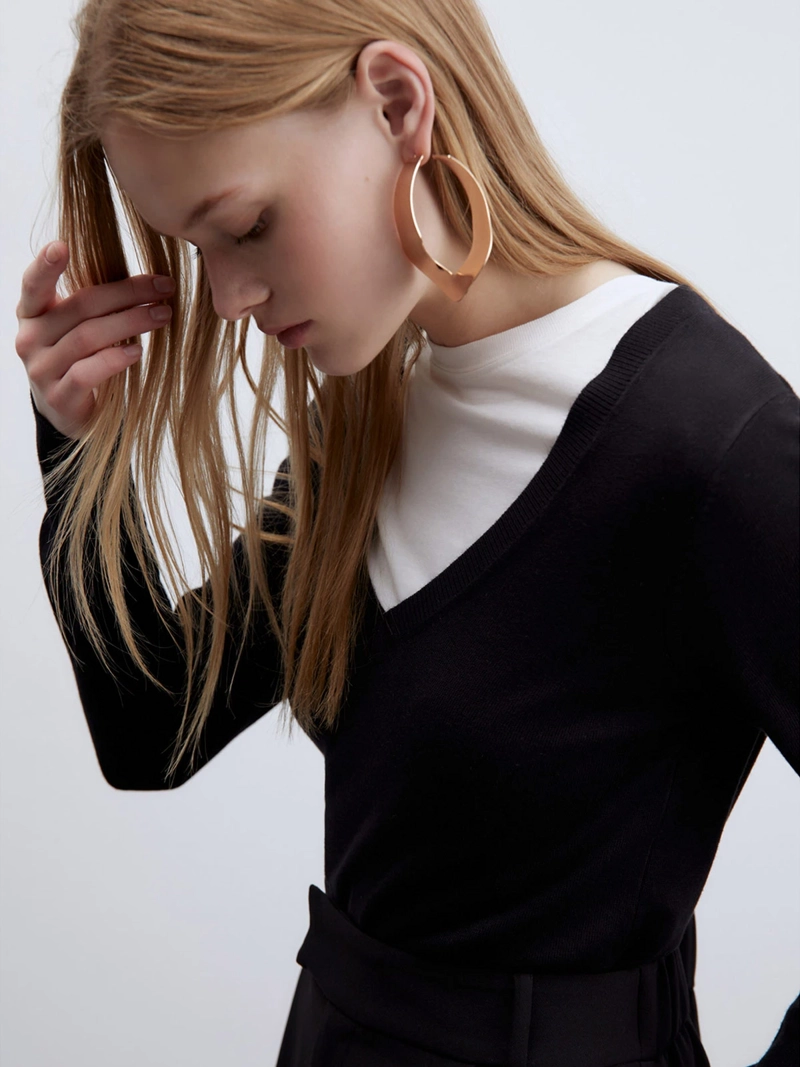 SWEATER MUJER SFERA CUELLO EN V MANGA LARGA - 5