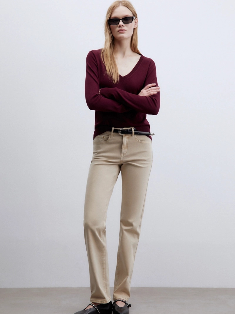 SWEATER MUJER SFERA CUELLO EN V MANGA LARGA - 1