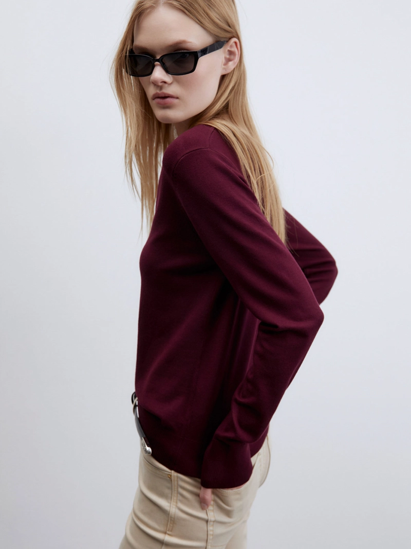 SWEATER MUJER SFERA CUELLO EN V MANGA LARGA - 3
