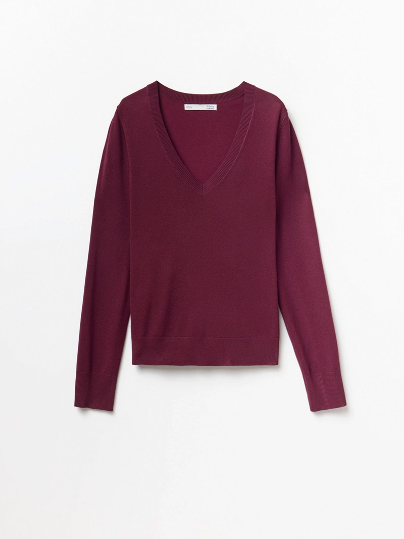 SWEATER MUJER SFERA CUELLO EN V MANGA LARGA - 5