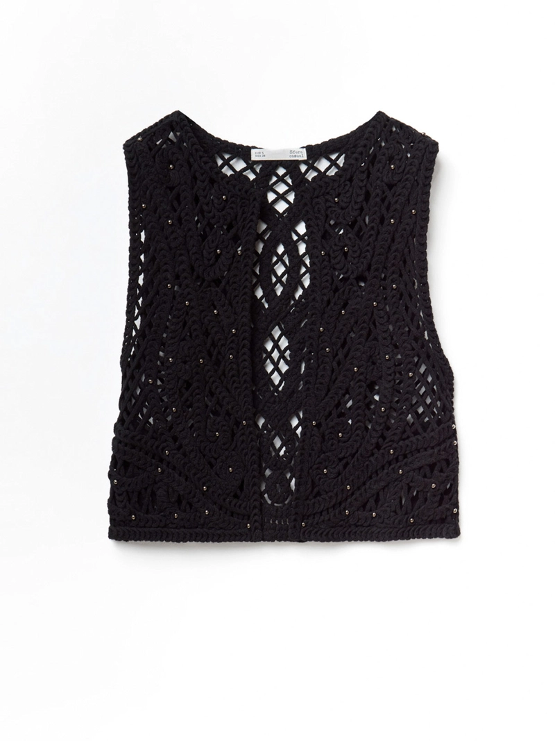 SWEATER MUJER SFERA ALGODÓN SIN MANGAS CROCHET - 5