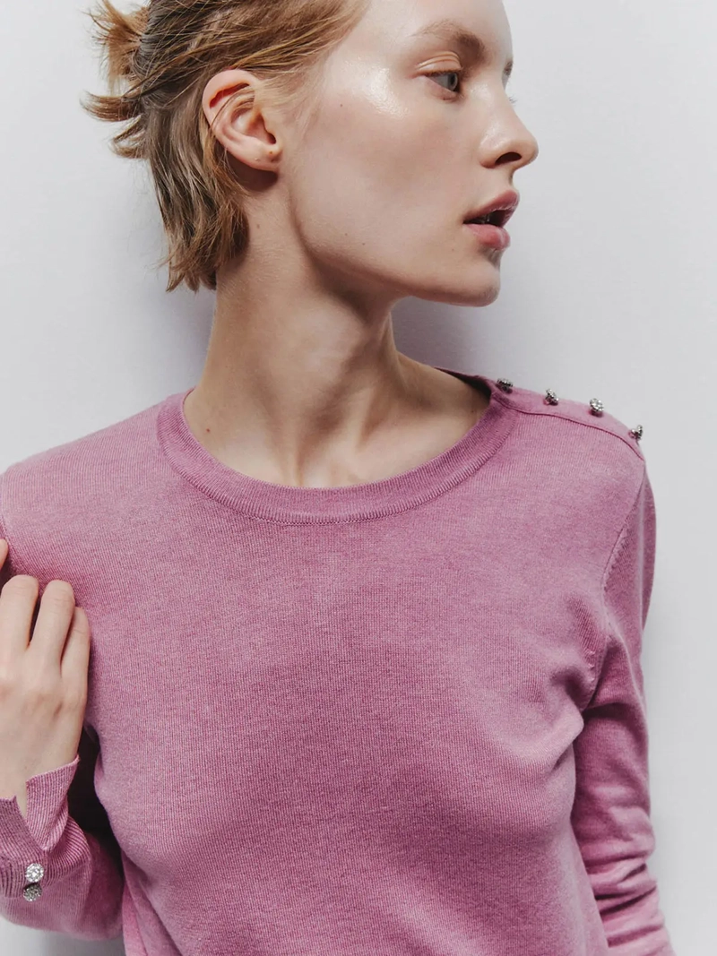 SWEATER MUJER SFERA MANGA LARGA BOTONES - 4