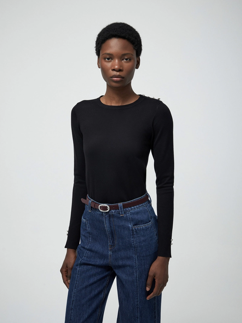 SWEATER MUJER SFERA MANGA LARGA BOTONES - 2