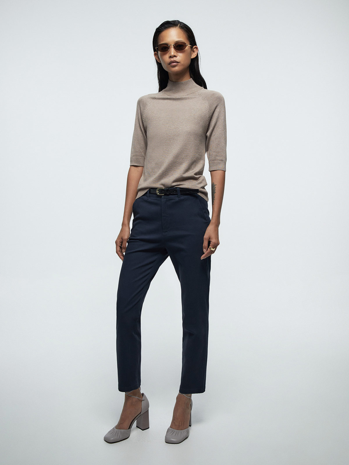PANTALÓN MUJER SFERA ALGODÓN CINTURÓN - 1