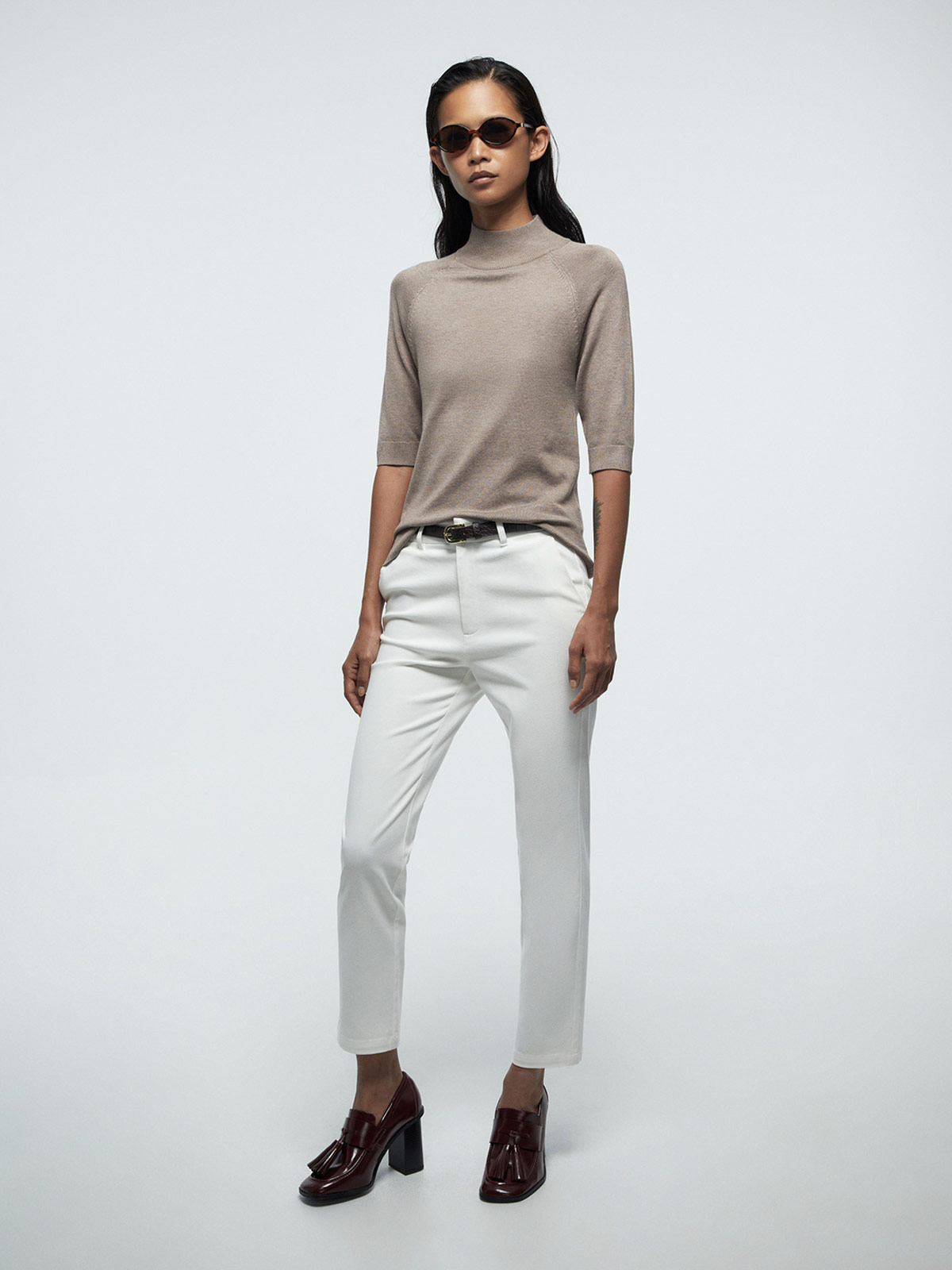 PANTALÓN MUJER SFERA ALGODÓN CINTURÓN - 1