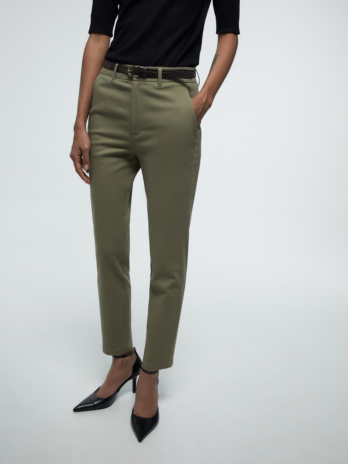 PANTALÓN MUJER SFERA ALGODÓN CINTURÓN - 2