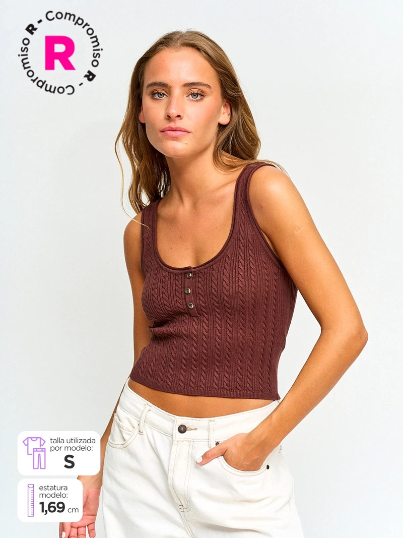 POLERA MUJER INDEX SIN MANGAS TEJIDO - 1