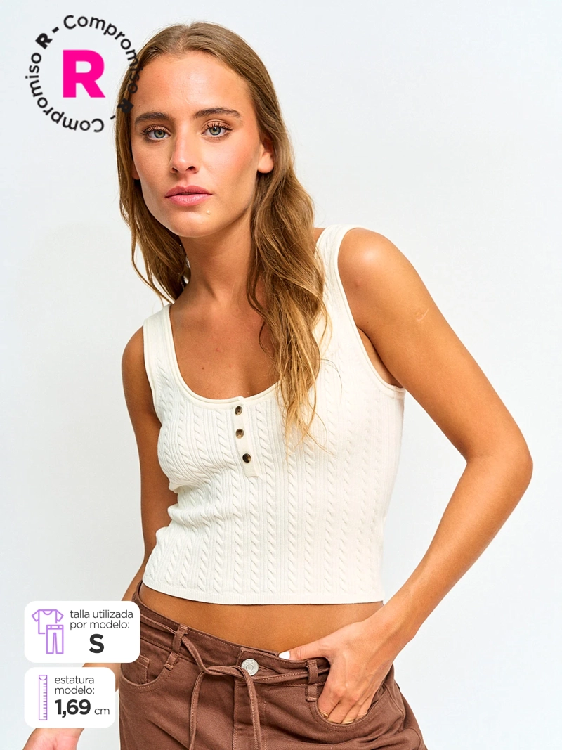 POLERA MUJER INDEX SIN MANGAS TEJIDO - 1