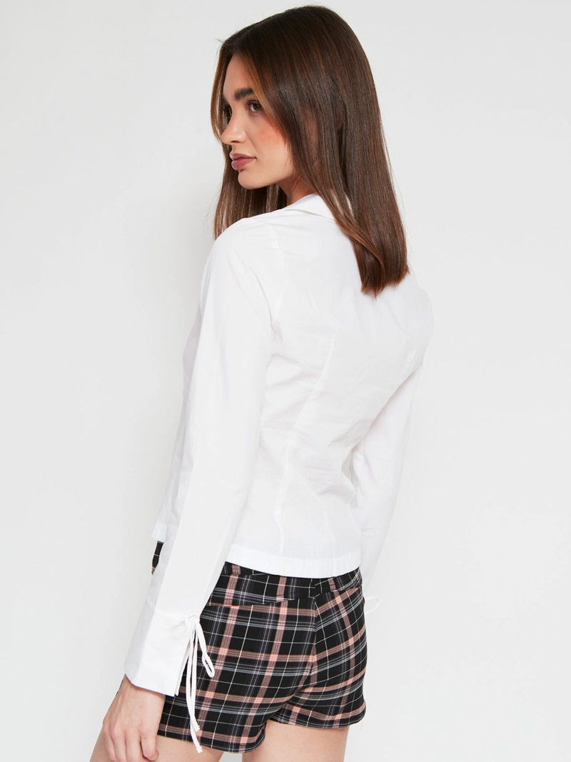 BLUSA MUJER INDEX ALGODÓN MANGA LARGA AJUSTADA LAZOS - 2