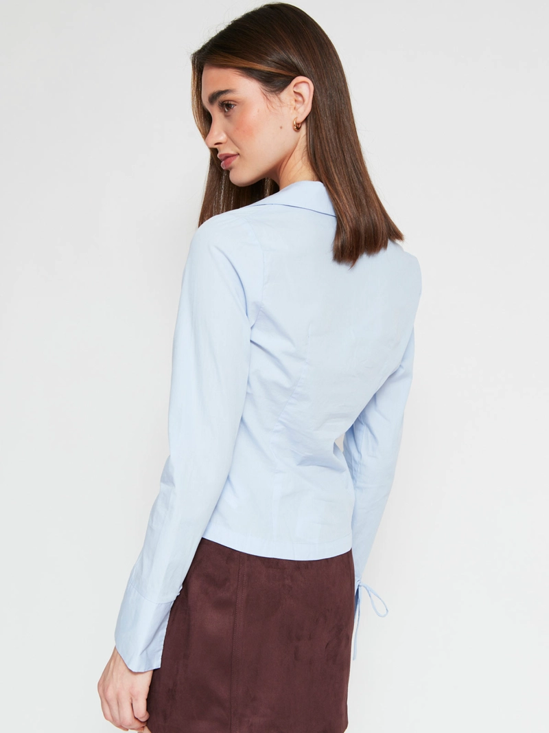 BLUSA MUJER INDEX ALGODÓN MANGA LARGA AJUSTADA LAZOS - 2