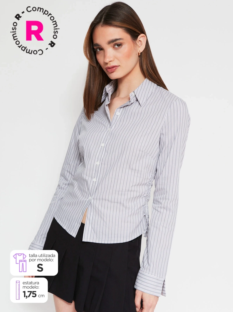 BLUSA MUJER INDEX ALGODÓN MANGA LARGA SASTRERA AJUSTADA - 1