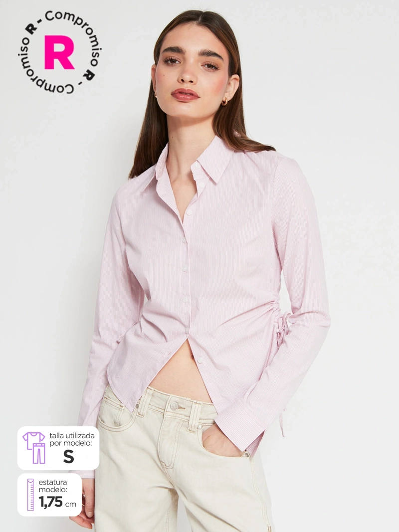 BLUSA MUJER INDEX ALGODÓN MANGA LARGA SASTRERA AJUSTADA - 1