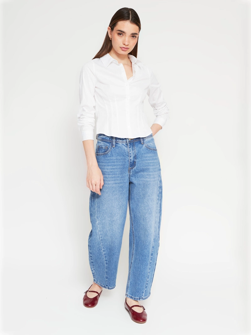 BLUSA MUJER INDEX ALGODÓN MANGA LARGA ENTALLADA - 4