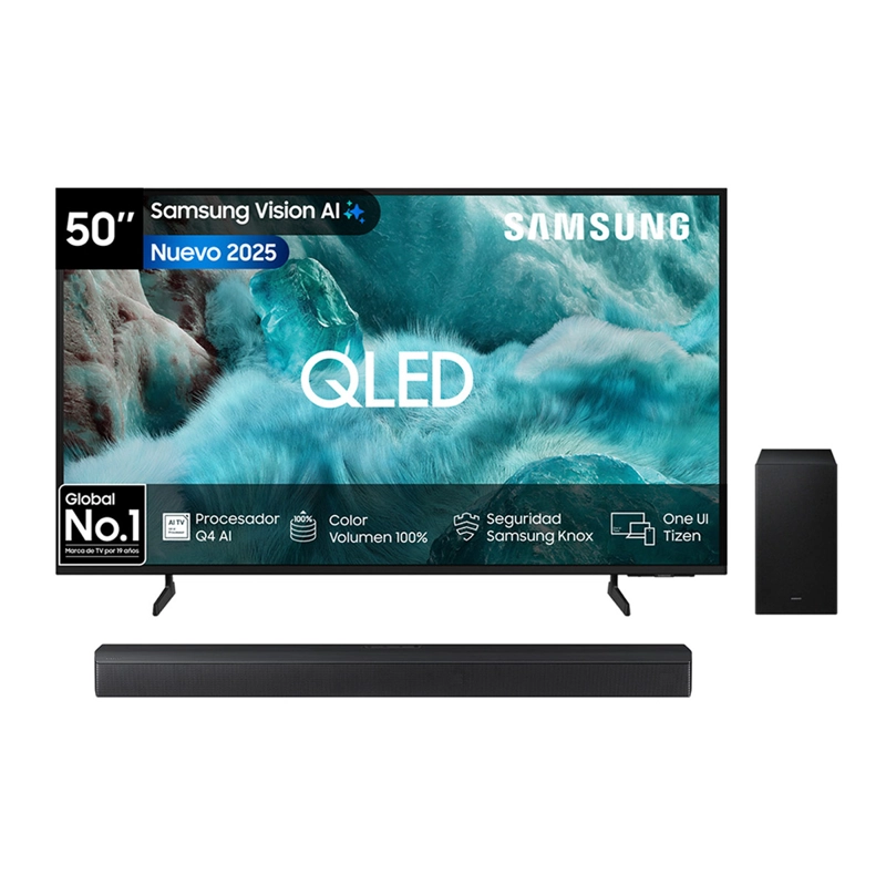 SMART TV SAMSUNG QLED 4K UHD 50” VISION AI QN50Q7FAAGXZS + SOUNDBAR HW-B650F 3.1 - 1