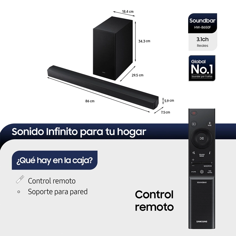 SMART TV SAMSUNG QLED 4K UHD 50” VISION AI QN50Q7FAAGXZS + SOUNDBAR HW-B650F 3.1 - 3