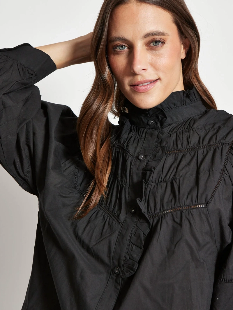 BLUSA MUJER TATIENNE ALGODÓN RECOGIDO Y PECHERA - 3
