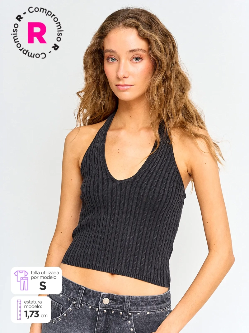 POLERA MUJER INDEX ALGODÓN SIN MANGAS TEJIDO - 1