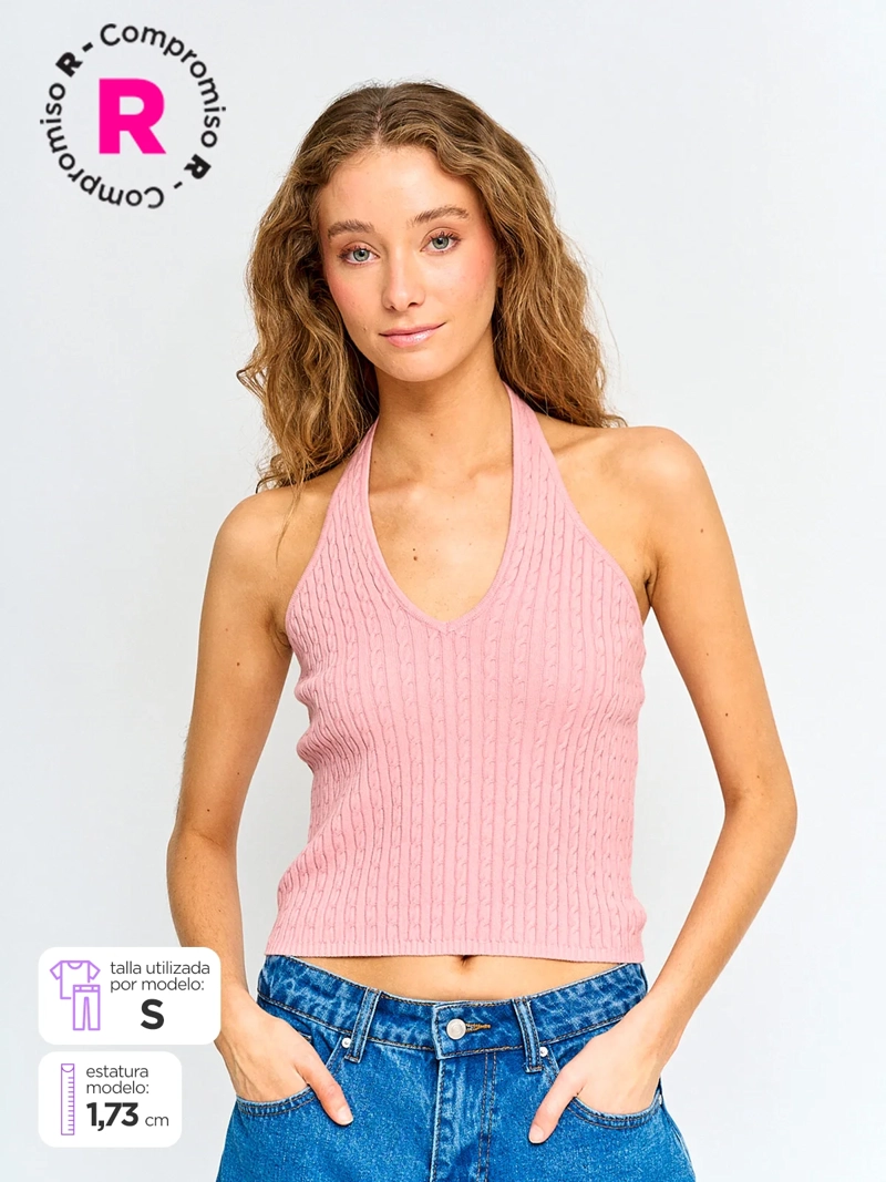 POLERA MUJER INDEX ALGODÓN SIN MANGAS TEJIDO - 1